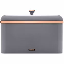 Tower T826130GRY Cavaletto Bread Bin Storage, Carbon Steel, Removable Lid, Grey and Rose Gold