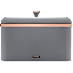 Tower T826130GRY Cavaletto Bread Bin Storage, Carbon Steel, Removable Lid, Grey and Rose Gold
