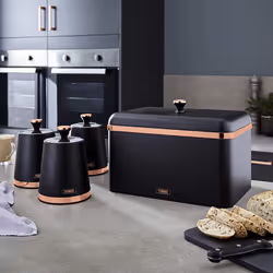 Tower T826131BLK Cavaletto Set of 3 Storage Canisters, Black/Rose Gold