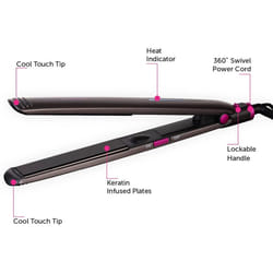 Carmen Neon C81073 Hair Straightener, Rapid Heat Up Time, Grey/Pink