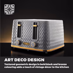 Tower  Empire 4-Slice Toaster  1600W, Grey with Brass Accents - Additional view 4