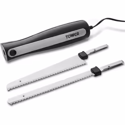 Tower Electric Knife Food Slicer Kitchen Slicing with Fork Black Case Storage