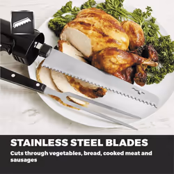 Tower Electric Knife Food Slicer Kitchen Slicing with Fork Black Case Storage