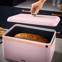 Tower T826130PNK Cavaletto Bread Bin, Durable Carbon Steel, Pink & Rose Gold