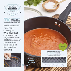 Tower T900130 Diamo 5 Piece Cookware Set 18cm 20cm 22cm Saucepans Tempered Glass Lids, 20cm 24cm Frying Pans Black