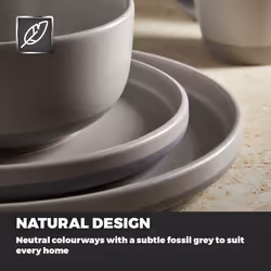 Tower BO867007GRY Avena 16 Piece Dinnerware Set, Fossil Grey
