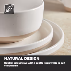 Tower BO867007WHT Avena 16 Piece Dinnerware Set Linen, White
