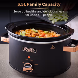 Tower T16042BLK Cavaletto 3.5L Slow Cooker Black and Gold Acents