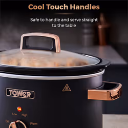 Tower T16042BLK Cavaletto 3.5L Slow Cooker Black and Gold Acents