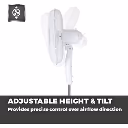 Presto Pedestal Fan with 3 Speeds Adjustable Height Oscillation, 16', 40W, White