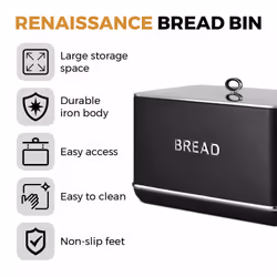 Tower Renaissance bread box Rectangular Black Steel - Additional view 4