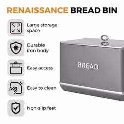 Tower Renaissance bread box Rectangular Grey Steel - Additional view 4