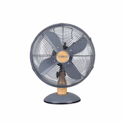 Tower T610000 Scandi 35W Metal Desk Fan with 3 Speeds, Grey & Wood Effect