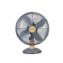 Tower T610000 Scandi 35W Metal Desk Fan with 3 Speeds, Grey & Wood Effect