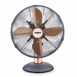 Tower T611000G Cavaletto Metal Desk Fan with 3 Speed Settings, 12â, 35W, Grey and Rose Gold