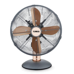 Tower T611000G Cavaletto Metal Desk Fan with 3 Speed Settings, 12â, 35W, Grey and Rose Gold