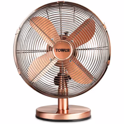 Tower T605000C 35W Metal Desk Fan with 3 Speeds, 4 Blades, Copper