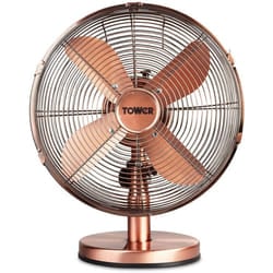 Tower T605000C 35W Metal Desk Fan with 3 Speeds, 4 Blades, Copper