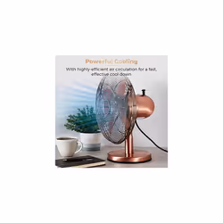 Tower T605000C 35W Metal Desk Fan with 3 Speeds, 4 Blades, Copper