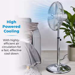 Tower T637000 16 Inch Metal Pedestal Fan Chrome