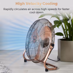 Tower T662000C Metal High-Speed Velocity Floor Fan with Adjustable Tilt, 18â, 100W, Copper