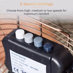 Tower T662000C Metal High-Speed Velocity Floor Fan with Adjustable Tilt, 18â, 100W, Copper