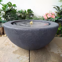 AllPondSolutions Bowl Stone Water Feature with LED Light - Dark Grey