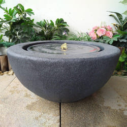 AllPondSolutions Bowl Stone Water Feature with LED Light - Dark Grey