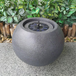 AllPondSolutions Round Stone Solar Water Feature / Fountain - Dark Grey