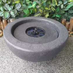 AllPondSolutions Bowl Stone Solar Water Feature - Dark Grey