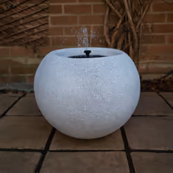 AllPondSolutions Round Stone Solar Water Feature / Fountain - Light Grey