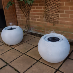 AllPondSolutions Round Stone Solar Water Feature / Fountain - Light Grey