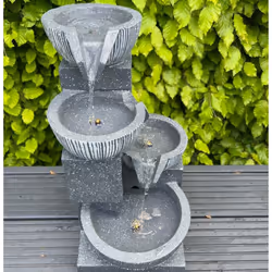 AllPondSolutions Waterfall x 4 Water Bowls with LED Lights - Solar