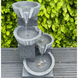 AllPondSolutions Waterfall x 4 Water Bowls with LED Lights - Solar