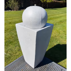 AllPondSolutions Round Ball On Vase Feature with LED Lights in Full White - Solar