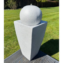 AllPondSolutions Round Ball On Vase Feature with LED Lights in Full White - Solar
