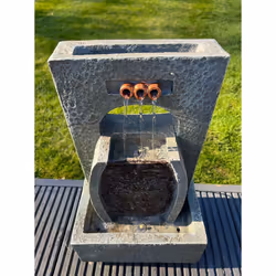 AllPondSolutions 3 Outlets Tier Water Feature with LED Lights - Solar