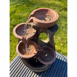 AllPondSolutions 5 Bowl Tier Water Feature with LED Lights - Solar