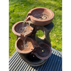 AllPondSolutions 5 Bowl Tier Water Feature with LED Lights - Solar