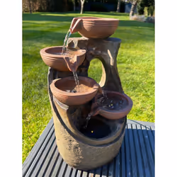 AllPondSolutions 5 Bowl Tier Water Feature with LED Lights - Solar