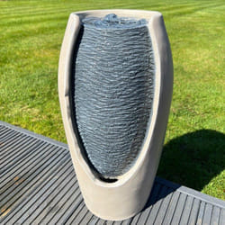 AllPondSolutions Open Vase White/Grey Water Feature with LED Lights - Solar