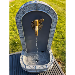 AllPondSolution Marble Look Drinking Tap Water Feature with LED Lights-Solar