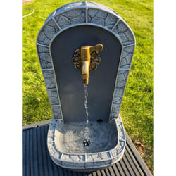AllPondSolution Marble Look Drinking Tap Water Feature with LED Lights-Solar