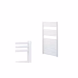 Bray Straight Towel Warmer / Heated Towel Rail Radiator, White - Central Heating 1000 500