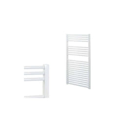 Bray Straight Towel Warmer / Heated Towel Rail Radiator, White - Central Heating 1000 500