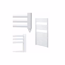 Bray Straight or Flat Heated Bathroom Towel Rail / Warmer / Radiator, White - Electric 1000 500