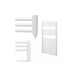 Bray Straight or Flat Heated Bathroom Towel Rail / Warmer / Radiator, White - Electric 1000 500