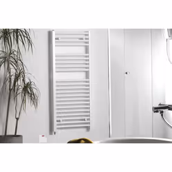 Bray Straight or Flat Heated Bathroom Towel Rail / Warmer / Radiator, White - Electric 1000 500