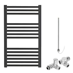 Bray Black Straight Towel Warmer / Heated Towel Rail Radiator - Dual Fuel - 40 cm, 80 cm