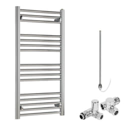 Bray Straight Flat Heated Towel Rail / Warmer / Radiator, Chrome - Dual Fuel 1000 500
